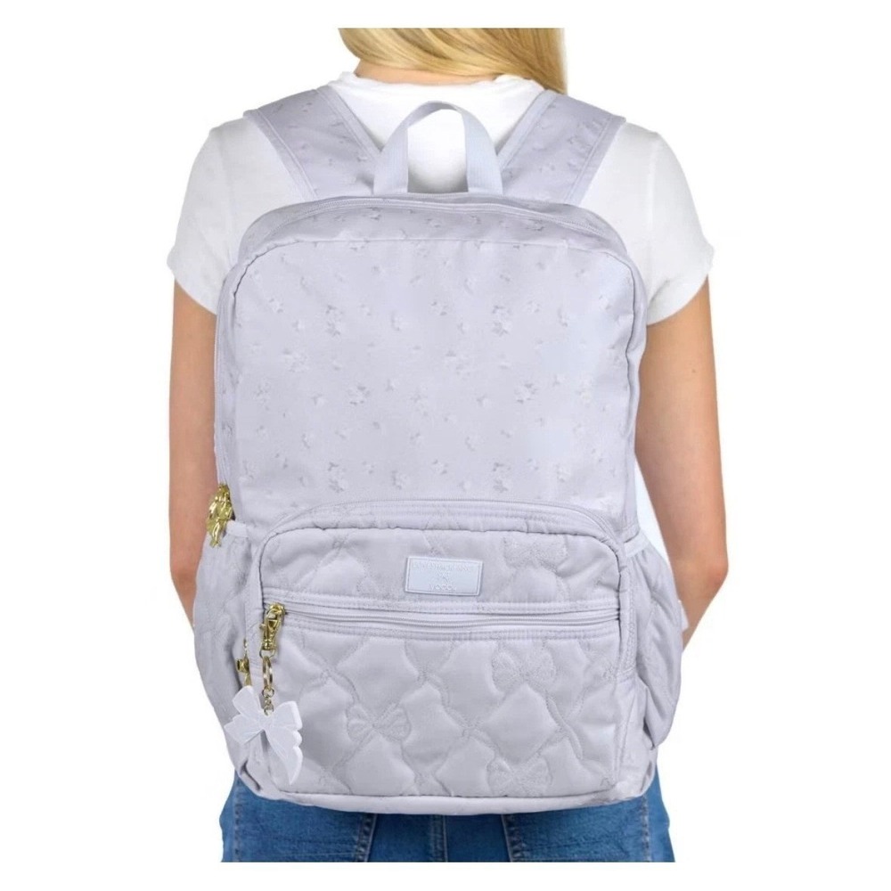 LoveShackFancy x Yoobi Lavender Floral Quilted Bow Backpack with Laptop Sleeve - Picture 6 of 10